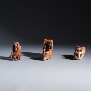 A group of six Chinese soapstone and jade carvings — photo 9
