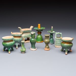 A group of ten Chinese glazed pottery mingqi, Ming — photo 1