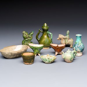 A group of ten Chinese glazed pottery mingqi, Ming — photo 1