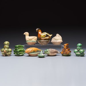 A group of ten Chinese glazed pottery mingqi, Ming — photo 1