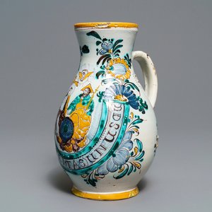 A Habaner pottery 'Holy Trinity' jug, Slovakia, dated 1820 — photo 1