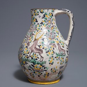 A Habaner pottery jug with a hunting scene, monogram IL, Slovakia, 18th C. — 照片 2
