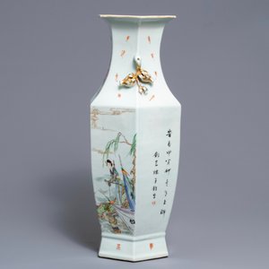 A hexagonal Chinese famille rose ‘Legend of the White Snake’ vase, 19th C. — 照片 4