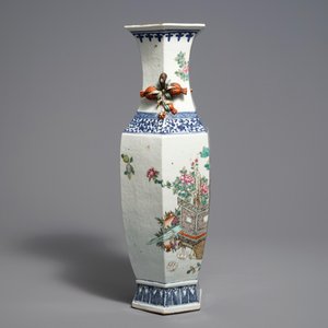 A hexagonal Chinese qianjiang cai vase, 19/20th C. — 照片 2