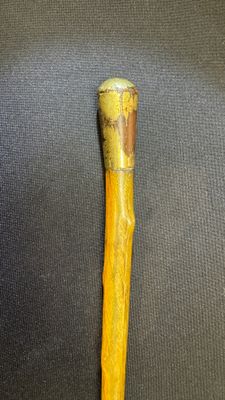 A honey-brown rhinoceros horn swagger stick with a gilt-copper knob — 照片 1