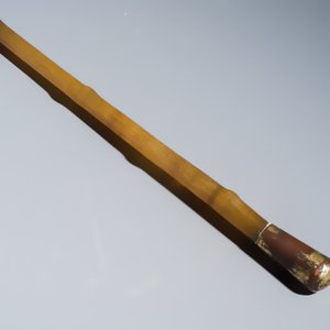 A honey-brown rhinoceros horn swagger stick with a gilt-copper knob — 照片 4