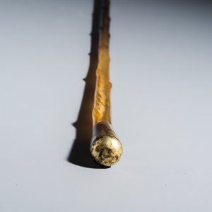 A honey-brown rhinoceros horn swagger stick with a gilt-copper knob — 照片 5