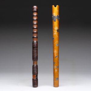 A Japanese bamboo flute with a gilt and lacquered silver-mounted wooden case, Yamada Jokasai 常嘉齋 mark, Edo, 18/19th C. — foto 3