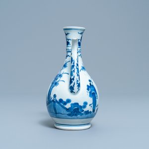 A Japanese blue and white Arita ewer, two dishes and an oval tray, Edo, 17/18th C. — 照片 9