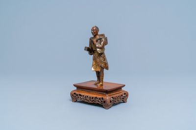 A Japanese bronze Miyao-style okimono, Meiji, 19th C.