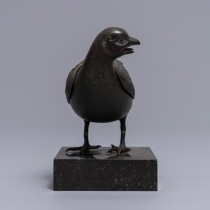 A Japanese bronze quail-shaped censer, signed Kamejo, Edo, 18th C. — photo 3