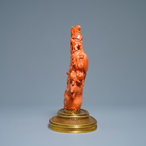 A Japanese carved red coral group of the seven lucky gods on a phoenix boat, Meiji, 19th C. — photo 3
