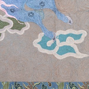 A Japanese embroidered wool and silk wall tapestry with a dragon and qilin, Meiji, 19th C. — photo 3