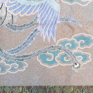 A Japanese embroidered wool and silk wall tapestry with two phoenixes, Meiji, 19th C. — photo 2