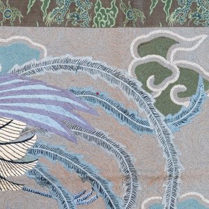 A Japanese embroidered wool and silk wall tapestry with two phoenixes, Meiji, 19th C. — photo 6