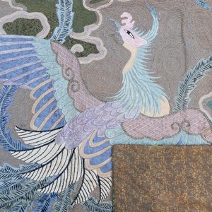 A Japanese embroidered wool and silk wall tapestry with two phoenixes, Meiji, 19th C. — photo 7