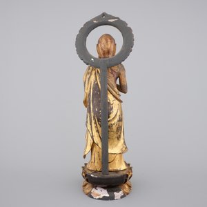 A Japanese gilded wooden Rakan (Arhat) with inlayed eyes, Edo period, 18th C. — photo 3