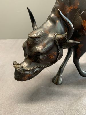 A Japanese gold-splashed bronze incense burner in the shape of an immortal riding a buffalo, ​​Kin San Sō On 金産宗音製造 mark, Meiji, 19th C. — 照片 7