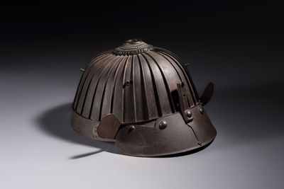 A Japanese helmet or suji bachi kabuto, by Neo Yasumasa, Edo, 17/18th C.