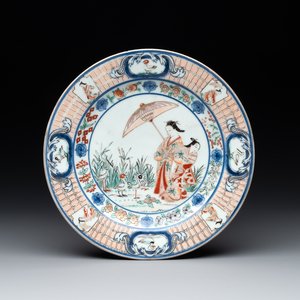A Japanese Imari 'Parasol Ladies' plate after Cornelis Pronk, Edo, 18th C. — photo 1