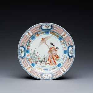 A Japanese Imari 'Parasol Ladies' plate after Cornelis Pronk, Edo, 18th C. — 照片 1