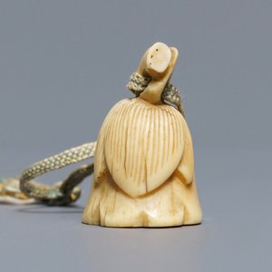 A Japanese ivory 'lotus flower' netsuke, Edo, 18th — 照片 3