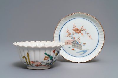 A Japanese Kakiemon fluted bowl and a small plate, Edo, 18th C.
