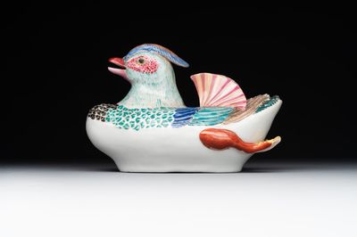 A Japanese Kakiemon model of mandarin duck, Edo, late 17th C.