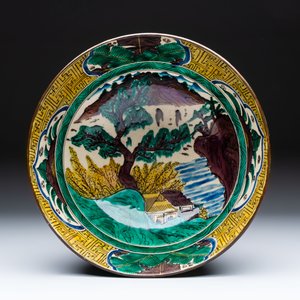 A Japanese  Kutani bowl with peonies and a mountainous landscape design, Kutani 九谷 mark, 19/20th C. — foto 6