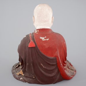 A Japanese painted wood figure of Kukai or Kobo Dashi, Edo period, 17/18th C. — photo 3