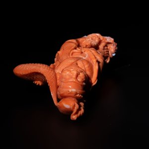 A Japanese red coral sculpture of a fisherman on wooden stand, 19/20th C. — photo 5