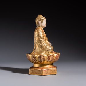 A Japanese Satsuma figure of Buddha seated on a lotus base, Hododa 保土田 mark, Meiji, 19/20th C. — 照片 5