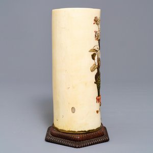 A Japanese Shibayama inlaid ivory brush pot, Meiji, 19th C. — photo 2