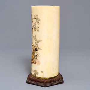A Japanese Shibayama inlaid ivory brush pot, Meiji, 19th C. — photo 4