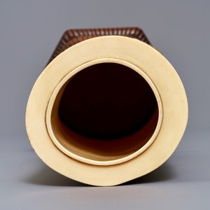 A Japanese Shibayama inlaid ivory brush pot, Meiji, 19th C. — photo 5