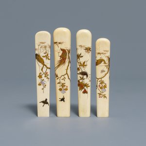 A Japanese Shibayama inlaid ivory magnifier and four handles, Meiji, 19th C. — photo 2
