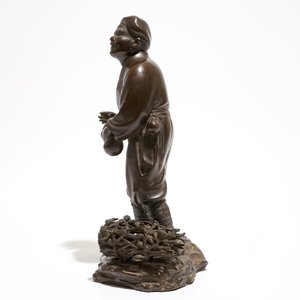 A Japanse bronze figure of a man with a double gourd, Meiji — 照片 5