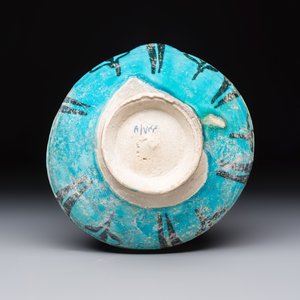 A Kashan black and turquoise pottery bowl with water-weed design — photo 7