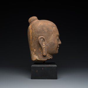 A Khmer stone head of Jayavarman VII in Bayon-style, Cambodia, probably 13th C. — 照片 6
