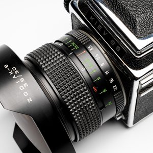 A Kiev 88 with Zodiak-B 30mm F3.5 fisheye lens, waist-level viewfinder and film back — photo 13