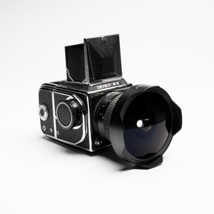 A Kiev 88 with Zodiak-B 30mm F3.5 fisheye lens, waist-level viewfinder and film back — photo 2