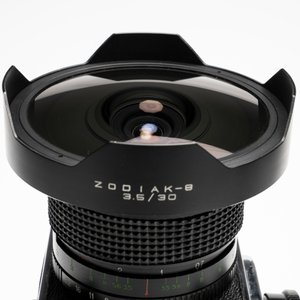 A Kiev 88 with Zodiak-B 30mm F3.5 fisheye lens, waist-level viewfinder and film back — photo 12