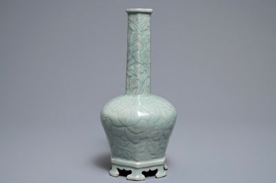 A Korean celadon-glazed vase with underglaze design, Goryeo or later
