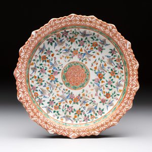 A large and fine Chinese Canton famille rose 'birds among flowering branches' Bencharong tazza for the Thai market, 19th C. — photo 6