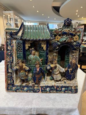 A large and fine Chinese polychrome-glazed Shiwan stoneware group of immortals, 19th C. — photo 1