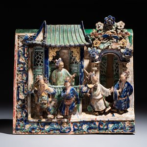 A large and fine Chinese polychrome-glazed Shiwan stoneware group of immortals, 19th C. — photo 2