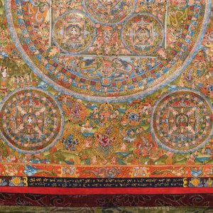 A large and fine inscribed 'mandala' thangka with decorated back, Tibet, 19th C. — 照片 6