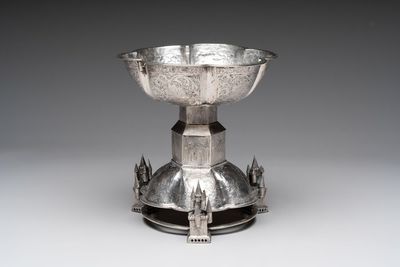 A large and impressive Neo-Gothic silver standing cup, probably Germany, 19th C. or earlier