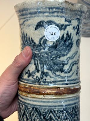 A large Annamese or Vietnamese blue and white inscribed two-piece altar vase, 16th C. — photo 14