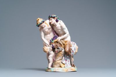 A large 'Bacchus' group, Meissen-style porcelain, late 19th C.